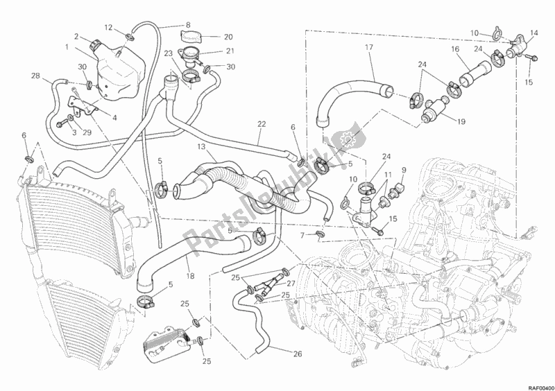 Tutte le parti per il Circuito Di Raffreddamento del Ducati Streetfighter 848 USA 2014
